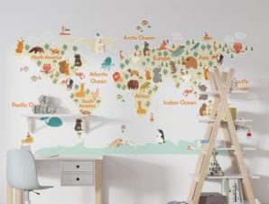 Ζωάκια στον χάρτη, Παιδικά, Αυτοκόλλητα τοίχου, 230×115 cm