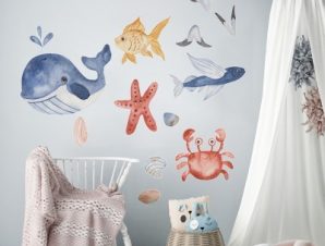 Θαλάσσια Ζώα, Παιδικά, Αυτοκόλλητα τοίχου, 100 x 100 εκ.