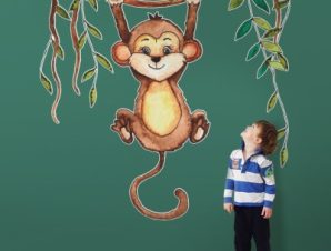 Μαϊμού κρέμεται σε κλαδί, Παιδικά, Αυτοκόλλητα τοίχου, 80 x 84 εκ.