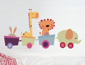 Τραινάκι με ζωάκια, Παιδικά, Αυτοκόλλητα τοίχου, 60 x 30 εκ.