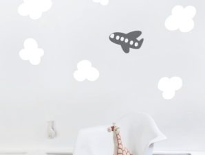 Αεροπλανάκι με παράθυρα Παιδικά Αυτοκόλλητα τοίχου 33 x 50 cm
