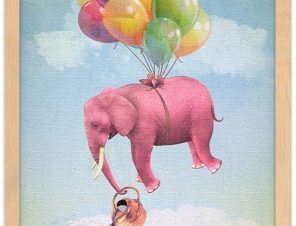 Ροζ ελεφαντάκι πετάει!, Παιδικά, Πίνακες σε καμβά, 20 x 30 εκ.