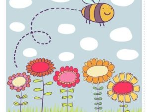 Μέλισσα πετά πάνω από λουλούδια, Παιδικά, Ρολοκουρτίνες, 100 x 100 εκ.