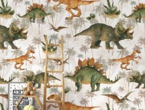 Δεινόσαυροι σε Δάσος, Παιδικά, Ταπετσαρίες Τοίχου, 100 x 100 εκ.