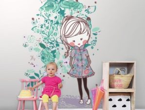 Κορίτσι με παλτό Παιδικά Ταπετσαρίες Τοίχου 100 x 100 cm